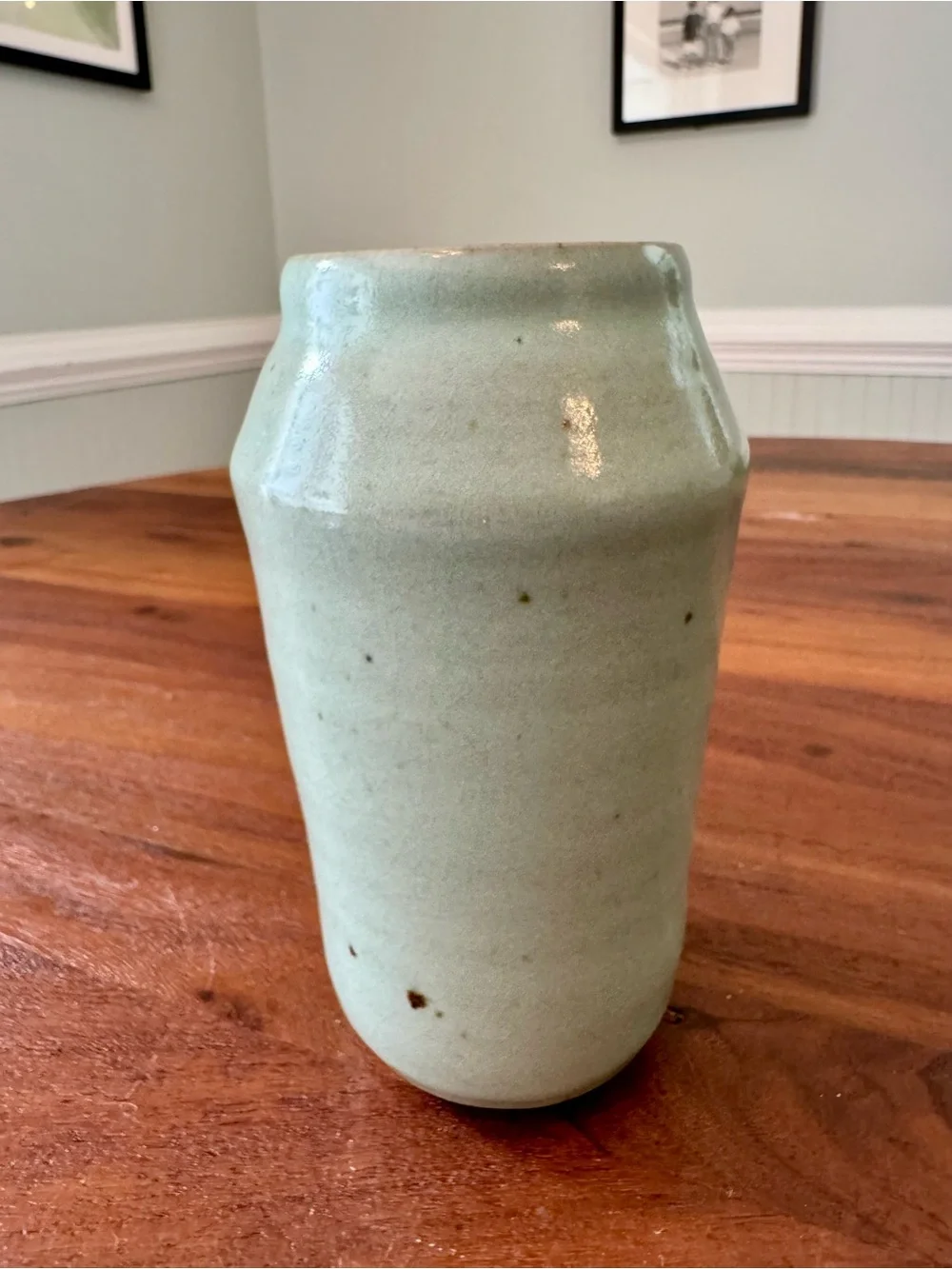 Vtg Studio Pottery Vase Asian Insp Abstract Brushstroke Speckled Glaze Signed